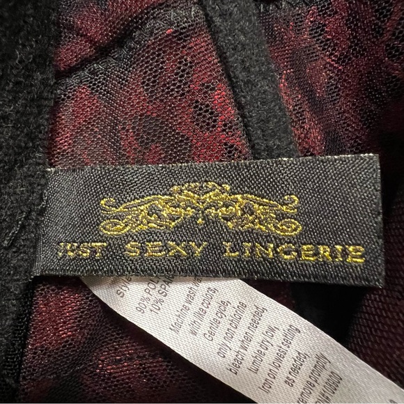 Just Sexy Lingerie bustier black red lace boning large EUC - Picture 5 of 7